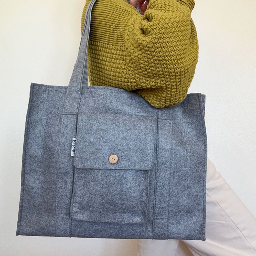 Grey Felt Tote Bag by Australian lifestyle brand kikki.K